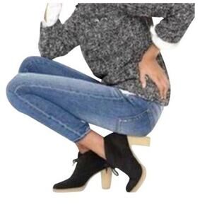 J. Crew Black Suede Macalister High Heel Lace Up Bootie Size 9